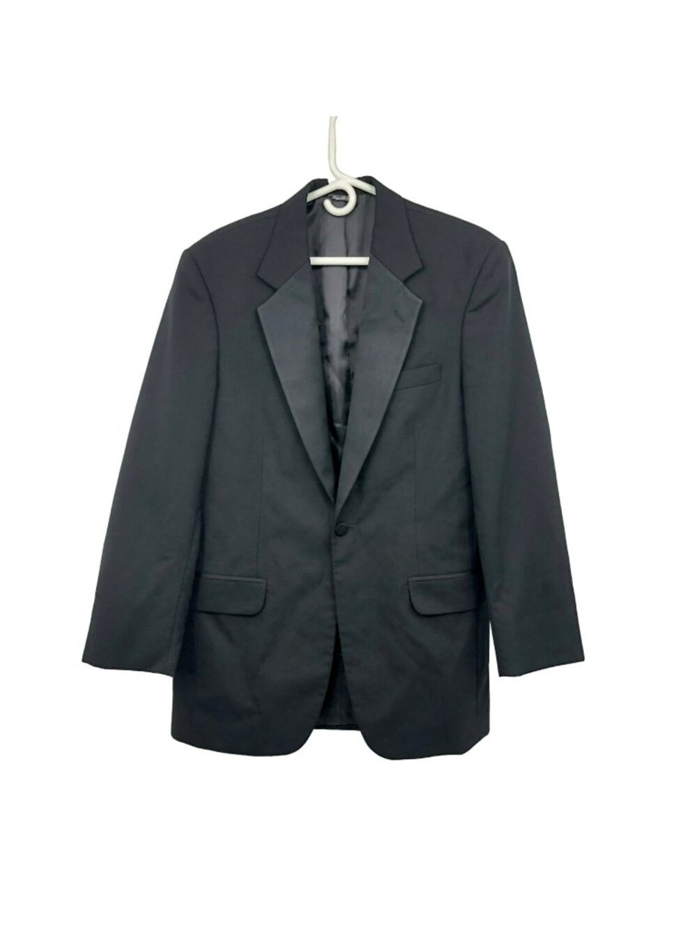 Joseph & Feiss Mens 38L Tuxedo Jacket Black Wool Satin Lapel Formal Blazer Used